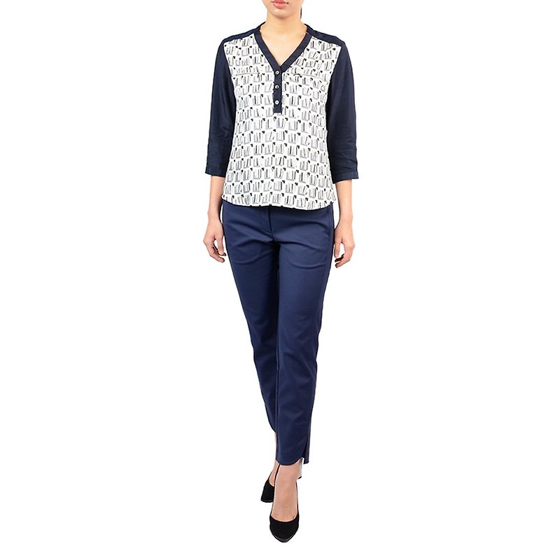 Abstract art print blouse - Women's Tops - Silk Blue