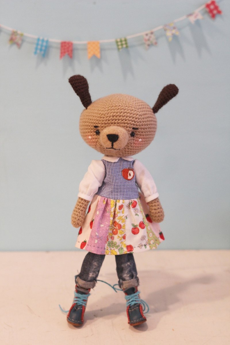 Miki designs hand-made woven dolls. The animal friend Miss Wang Wang. Wonwon - Kids' Toys - Wool Brown