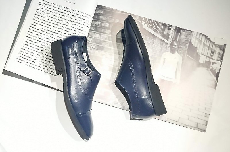 ゼロコードクリアビジネスに不可欠な軽量のメンケシューズタイヤレザーシューズノーブルブルーの最後のペア - オックスフォード靴 メンズ - 革 ブルー