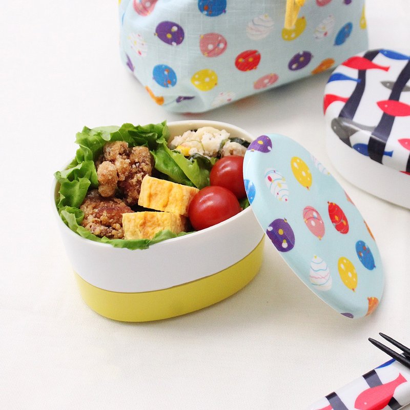 Japoney 2-Tier Laminated Lunchbox Meal Container Textile Modern Made In Japan - 便當盒/食物袋 - 塑膠 黃色