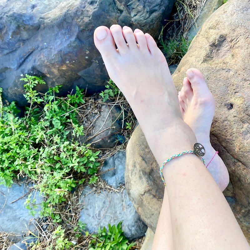 [Soon to be discontinued] Handmade jewelry| Wax surf bracelet and anklet-Tree of Life - Anklets & Ankle Bracelets - Cotton & Hemp 