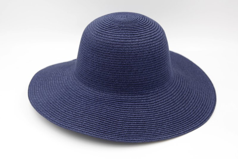 【紙布家】歐式波浪帽(深藍)紙線編織 - 帽子 - 紙 藍色