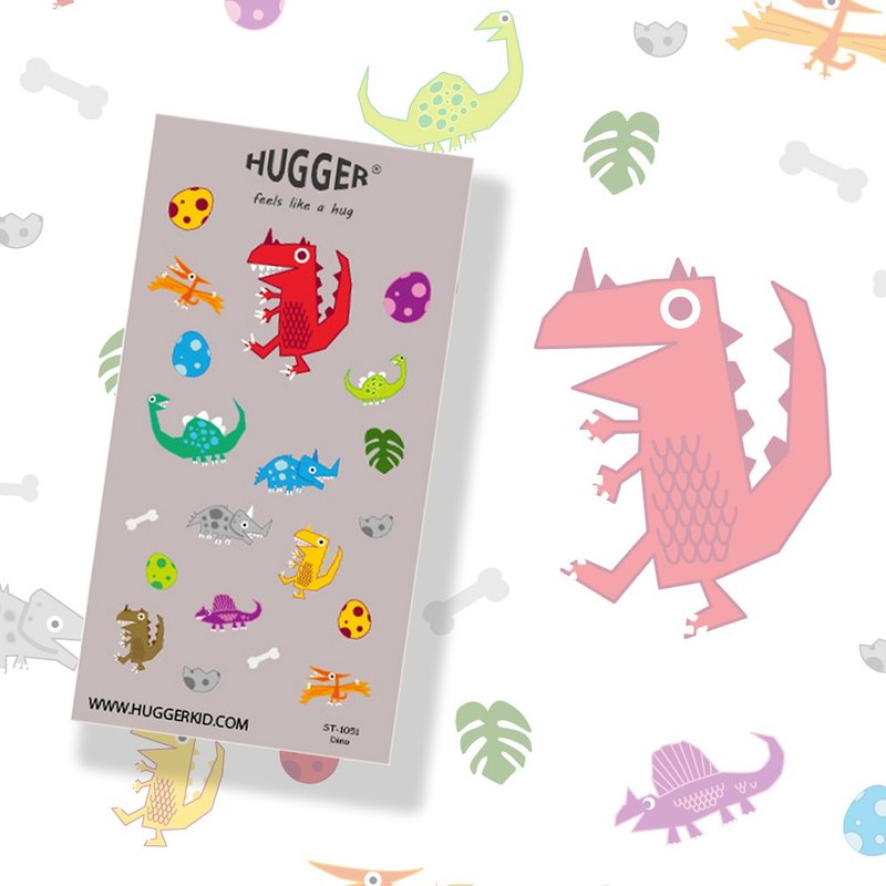 HUGGER 割型貼紙 圖樣-酷比龍 彩色恐龍 防水不乾膠貼紙 - 貼紙 - 防水材質 多色