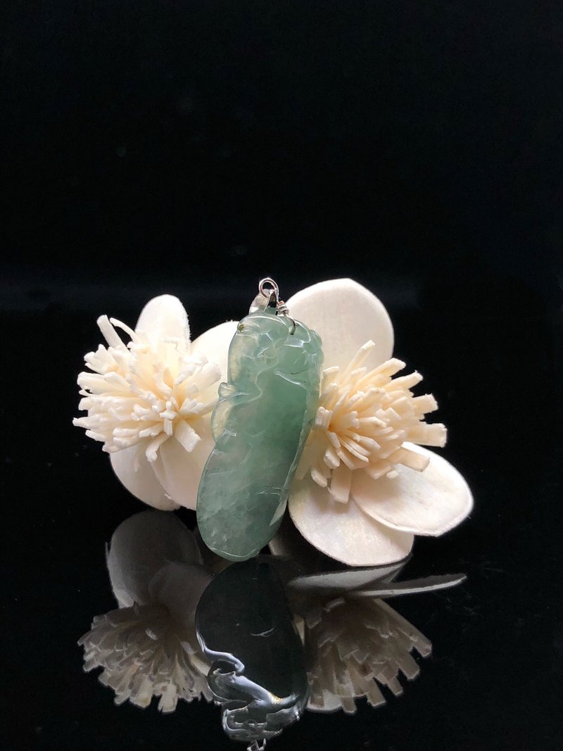 Natural Jadeite A/Collectible Ice Seed Sunny Water Melon Pendant - Necklaces - Jade Green