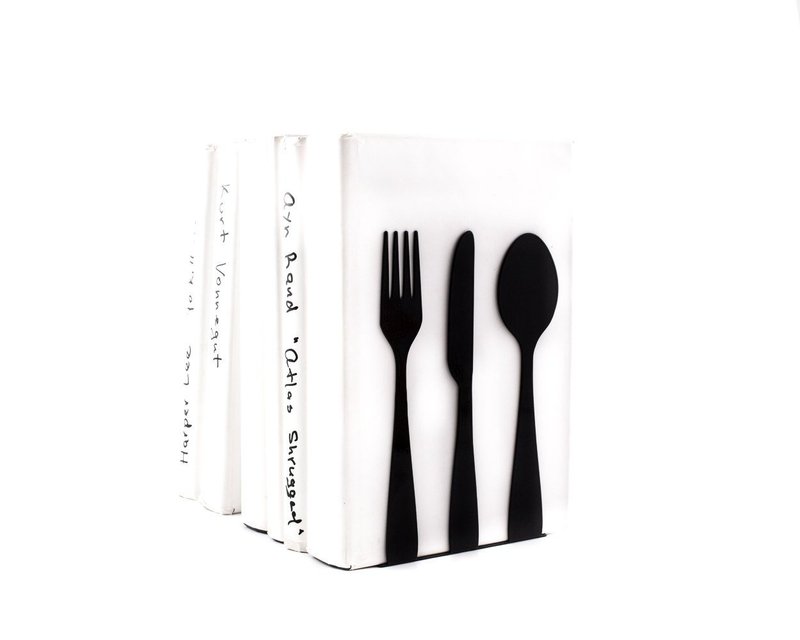 Metal Kitchen bookends // Silverware // Modern kitchen decor // Free shipping // - 擺飾/家飾品 - 其他材質 黑色