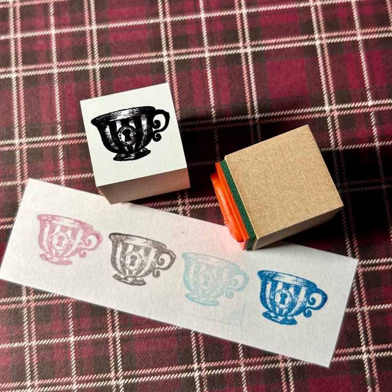スタンプ-ティーカップ - - 印章/印台 - 木頭 咖啡色