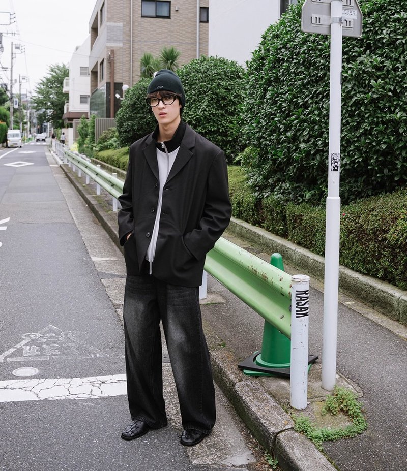 Japanese retro washed jeans straight trousers - Men's Pants - Other Materials Black