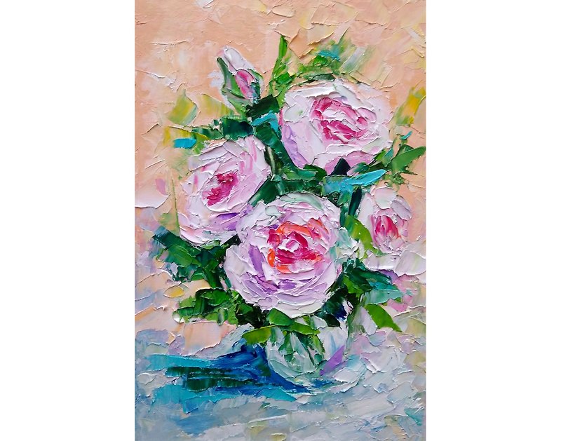 Peonies Bouquet Original Painting, Pink Flower Artwork, Small Floral Wall Art - Posters - Other Materials Multicolor