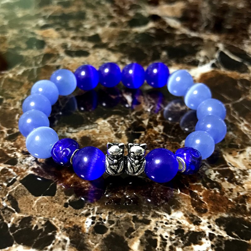 Stone+925 sterling silver bracelets - Bracelets - Glass Blue