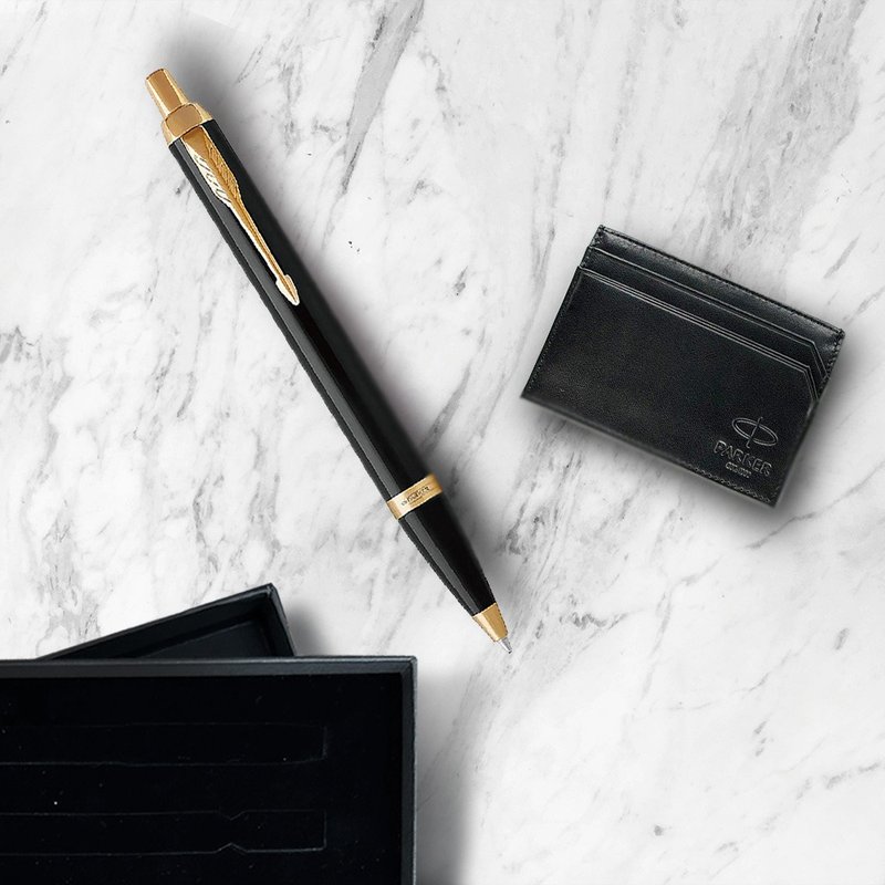 Parker 派克新IM  雅黑金夾原子筆   牛皮卡夾禮盒免費刻字 - 原子筆/中性筆 - 其他金屬 黑色
