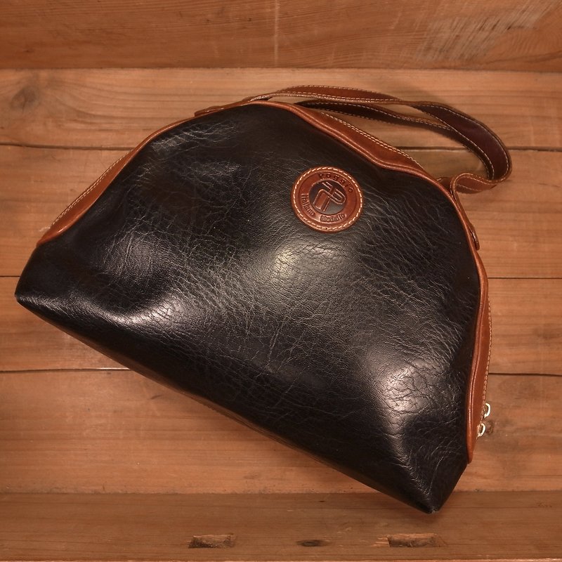 Old bone POGGIO leather handbag VINTAGE - กระเป๋าถือ - หนังแท้ สีดำ
