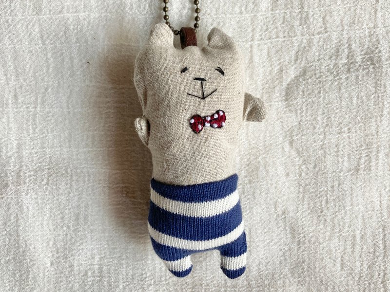 Muu-chan's hand-embroidered mascot - Keychains - Cotton & Hemp Blue