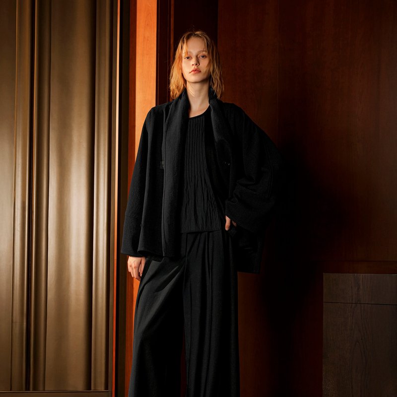 垂敘翻領羊毛外套 - 女大衣/外套 - 羊毛 