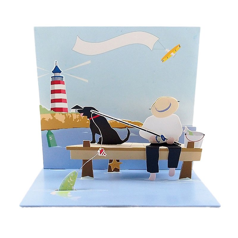 釣魚樂【Up With Paper-立體卡片 多用途】 - 卡片/明信片 - 紙 多色
