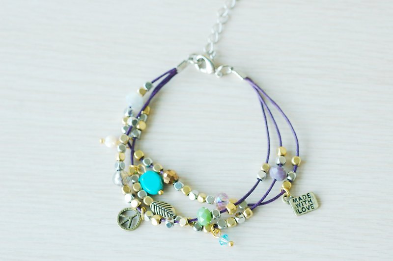 Motta Thailand design - gorgeous Bohemian colorful elves bracelet / blue - Bracelets - Other Materials Blue