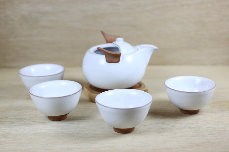 【台灣製造】鸞翔 月白汝窯茶具組 陶藝名家葉敏祥作品 - 茶壺/茶杯/茶具 - 瓷 