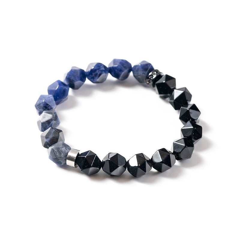 MONTAGNE HALF Obsidian X Sapphire Cut Angle Bracelet for Men and Women 10mm Hand Circumference 16cm - Bracelets - Crystal Multicolor