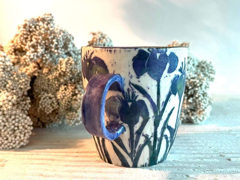 アリスへ。アイリスコーヒーカップ（完売につきリメイク）_陶器マグカップ - マグカップ - 磁器 ブルー
