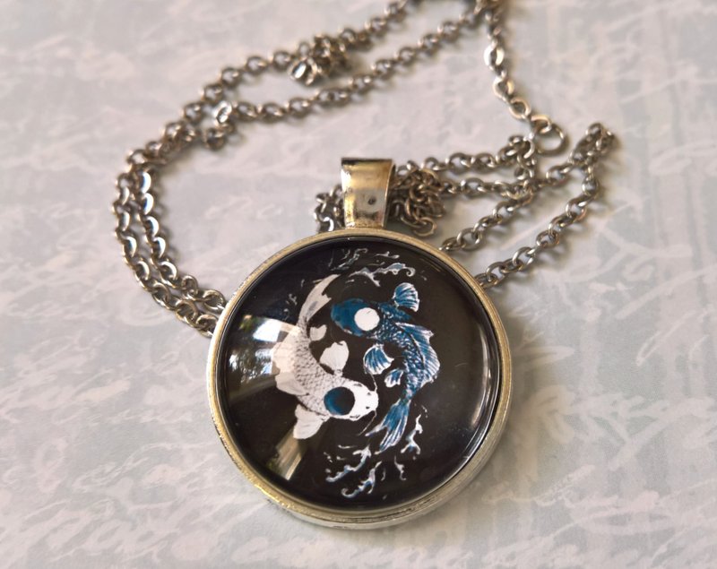 Necklace Tui and La Pendant Yin and Yang Two fish Water Tribe Black - 項鍊 - 其他金屬 