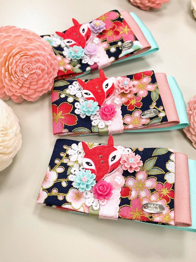 Fox wood buckle bronzing Japanese Japanese style cherry blossom hairpin - Hair Accessories - Cotton & Hemp Multicolor
