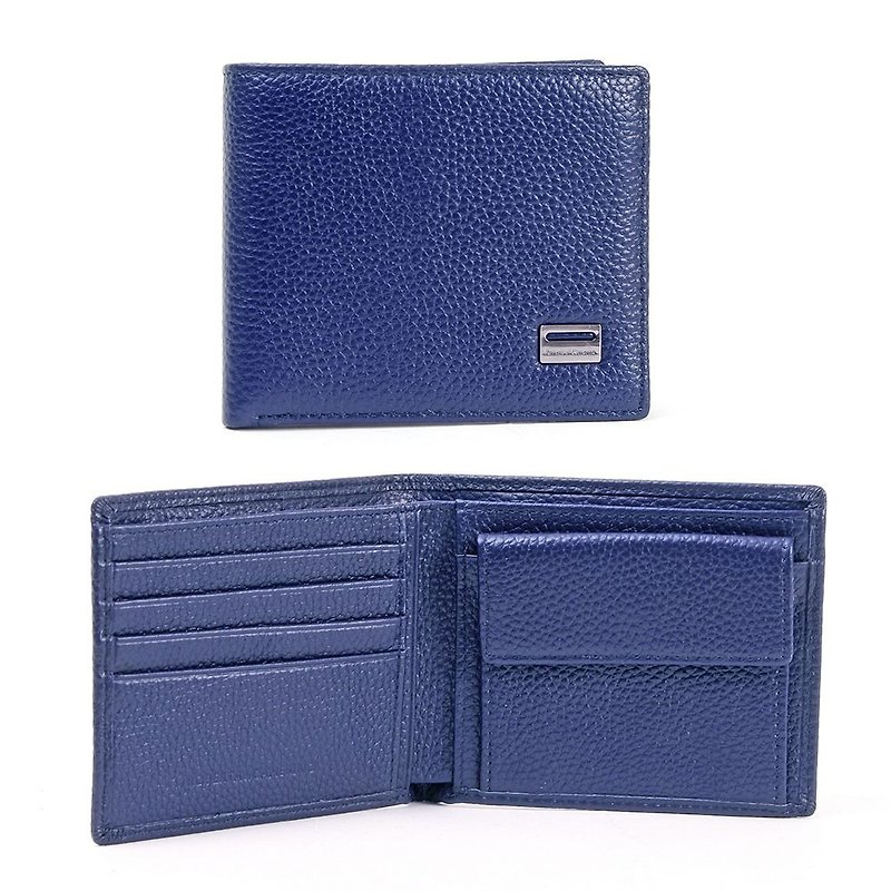 Roberta di Camerino GRAIN coin pocket SHORT WALLET - กระเป๋าสตางค์ - หนังแท้ สีน้ำเงิน