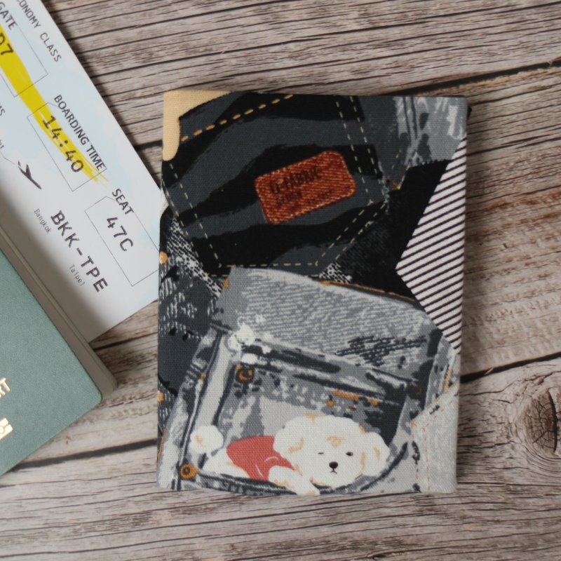 【口袋狗】手作護照套 護照夾 護照套 護照包 純手作 布作護 - 護照夾/護照套 - 棉．麻 藍色