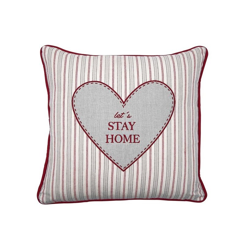 丹麥GreenGate Cara red heart 刺繡抱枕套 40x40cm - 枕頭/抱枕 - 棉．麻 粉紅色