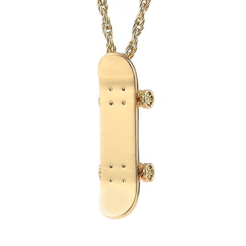 指尖滑板項鍊 SKATEBOARD NECKLACE - 項鍊 - 其他金屬 金色