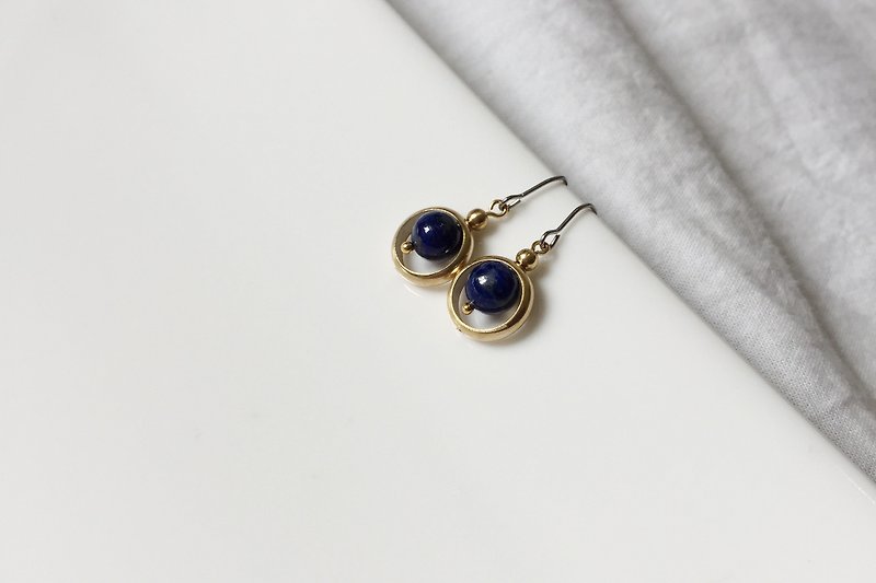 Pure blue pearl Bronze earrings - Earrings & Clip-ons - Gemstone Blue
