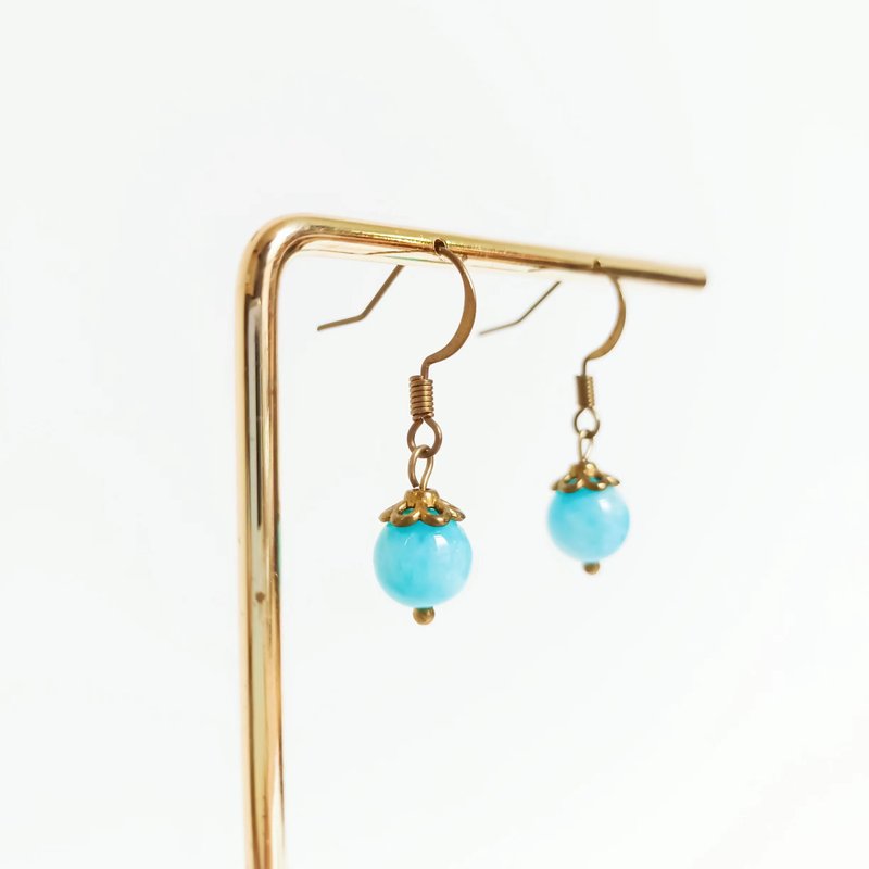 [Tianhe earrings] Tiffany Tianhe Stone/changeable Clip-On/non-fading Bronze/single easy to wear - ต่างหู - คริสตัล สีน้ำเงิน