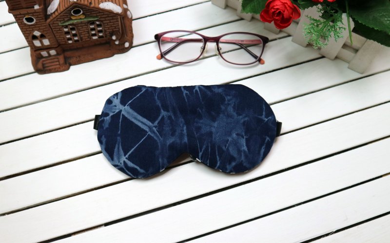 水墨染  可調式 睡眠眼罩  sleep mask - 眼罩 - 棉．麻 藍色