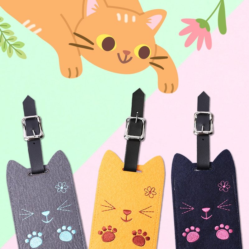 【刺繡吊牌】刺繡肉球尼布貓咪 (三款) - 行李吊牌 - 繡線 