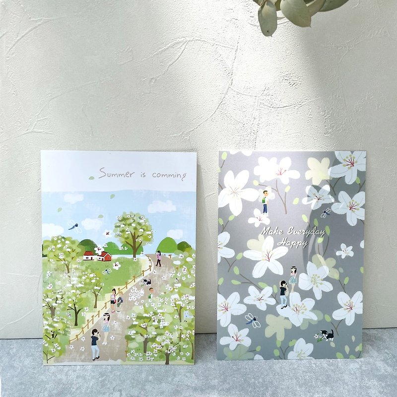 Sweet Day  Series Postcard - Tung Oil Flower  / Tung Blossom Season - Cards & Postcards - Paper White