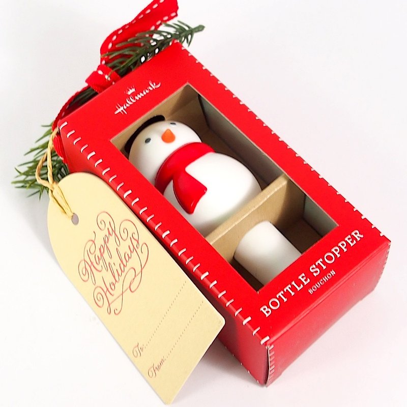 Nuan Nuan Snowman Wine Bottle Stopper [Hallmark-Gift Christmas Series] - Cookware - Porcelain White