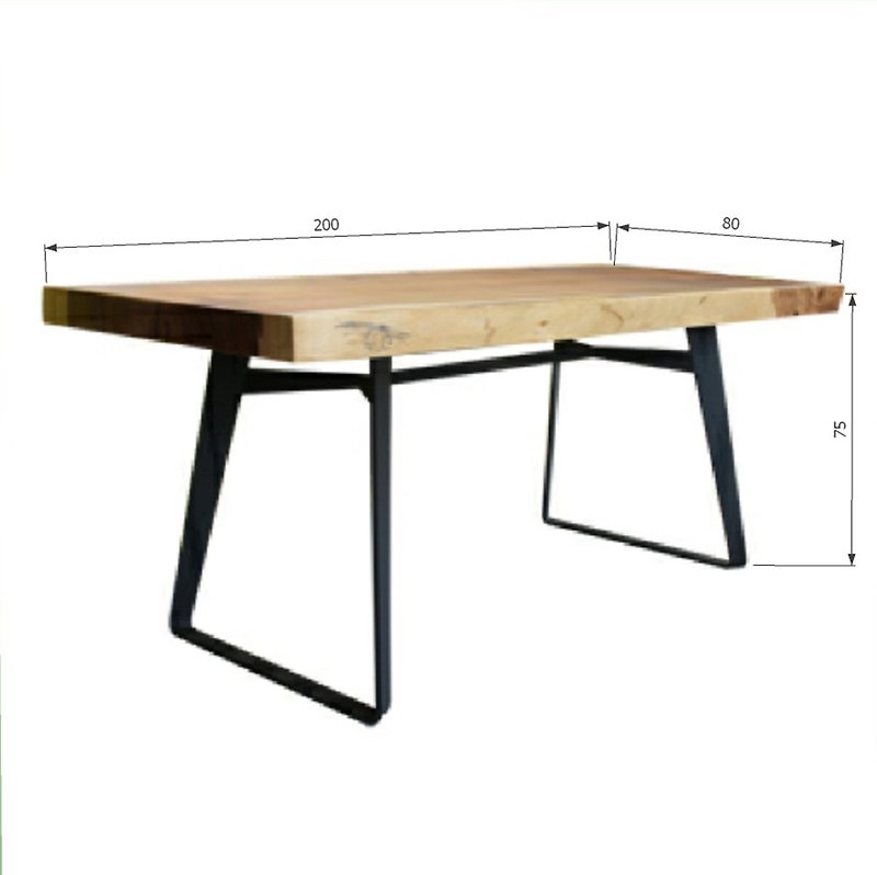 Rectangular rain wood table Danae Dining Table with iron legs - Other Furniture - Wood 