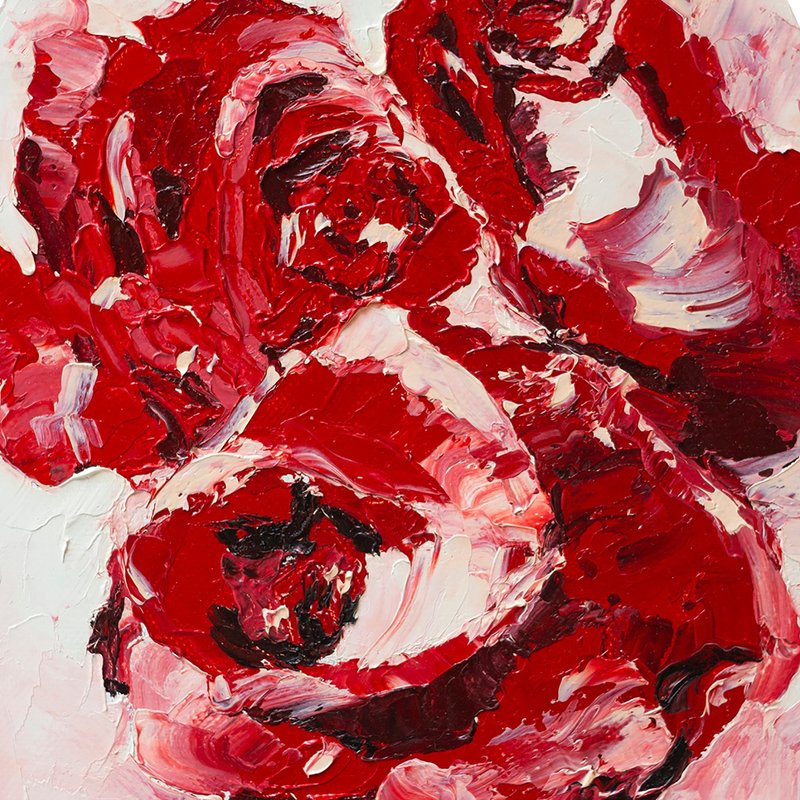 Roses Painting Floral Original Art Birth Flower Artwork Botanical Bouquet Wall - 海報/掛畫/掛布 - 其他材質 紅色