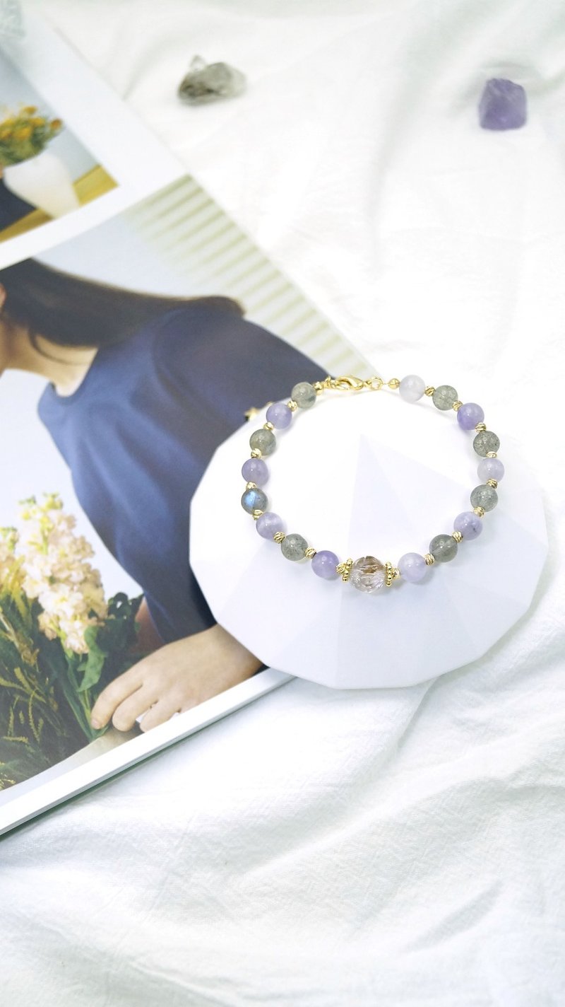 Amethyst amethyst labradorite bracelet | Customized natural crystal bracelet - สร้อยข้อมือ - คริสตัล 