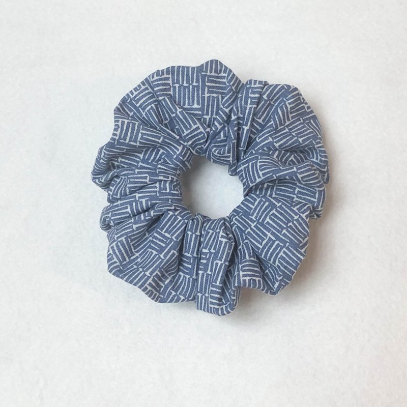 Hair ring - sky blue and white square - Hair Accessories - Cotton & Hemp Blue