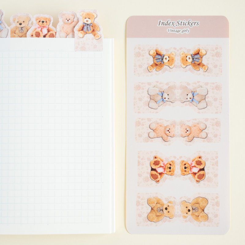 Index sticker - teddy bear / 2 sheets included - สติกเกอร์ - กระดาษ สีนำ้ตาล