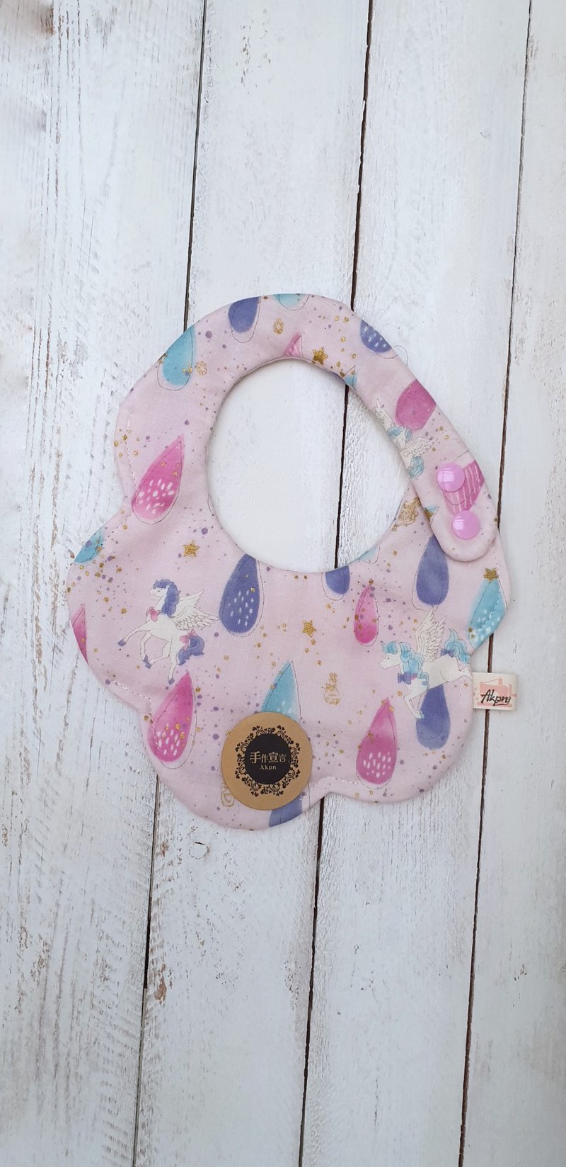 Cotton & Hemp Bibs Pink - Xing Can Water Drop Unicorn-Pink-Eight Layer Yarn 100%cotton Double-sided Modeling Bib. Saliva Towel