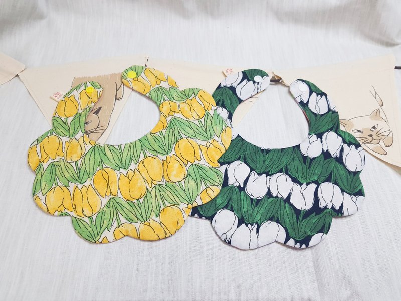 Tulip flower pocket/baby bib/saliva towel - ผ้ากันเปื้อน - ผ้าฝ้าย/ผ้าลินิน หลากหลายสี