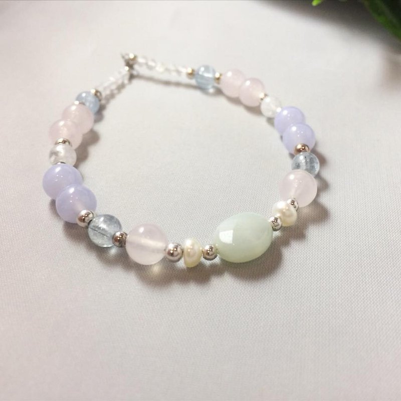 MH pure silver natural stone custom series _ Alice tea _ Tianhe Stone - Bracelets - Gemstone Blue