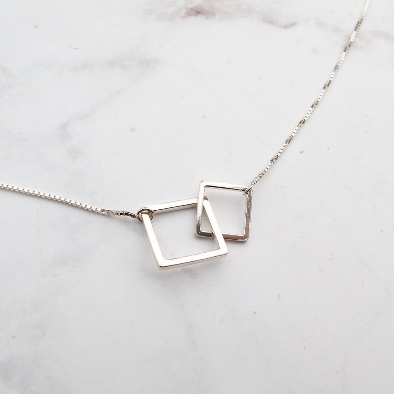 [Handmade custom silverware] box | Wrong lining handmade sterling silver necklace clavicle chain | - สร้อยคอ - เงินแท้ สีเงิน