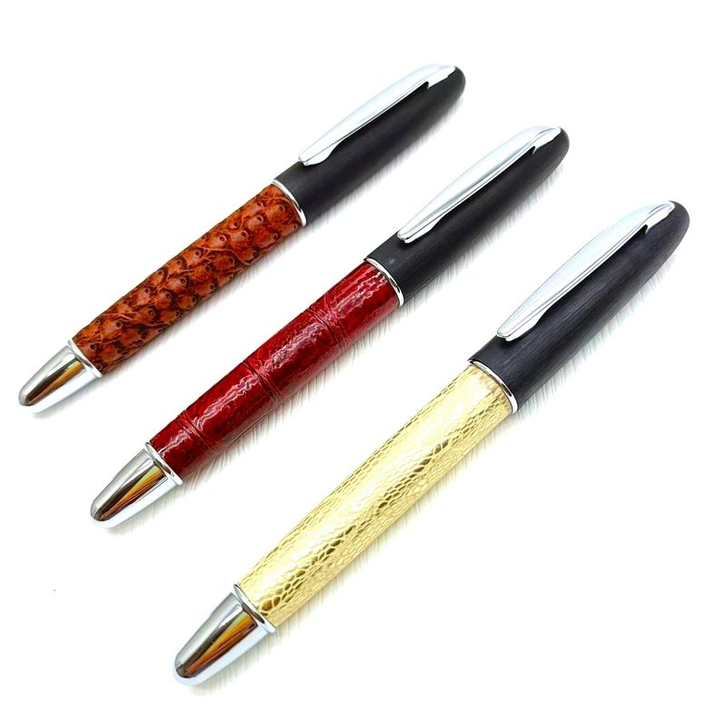 Genuine leather premium black hair fountain pen German nib with pen box and ink designed and manufactured in Taiwan Tiger Crane - Fountain Pens - Other Materials 