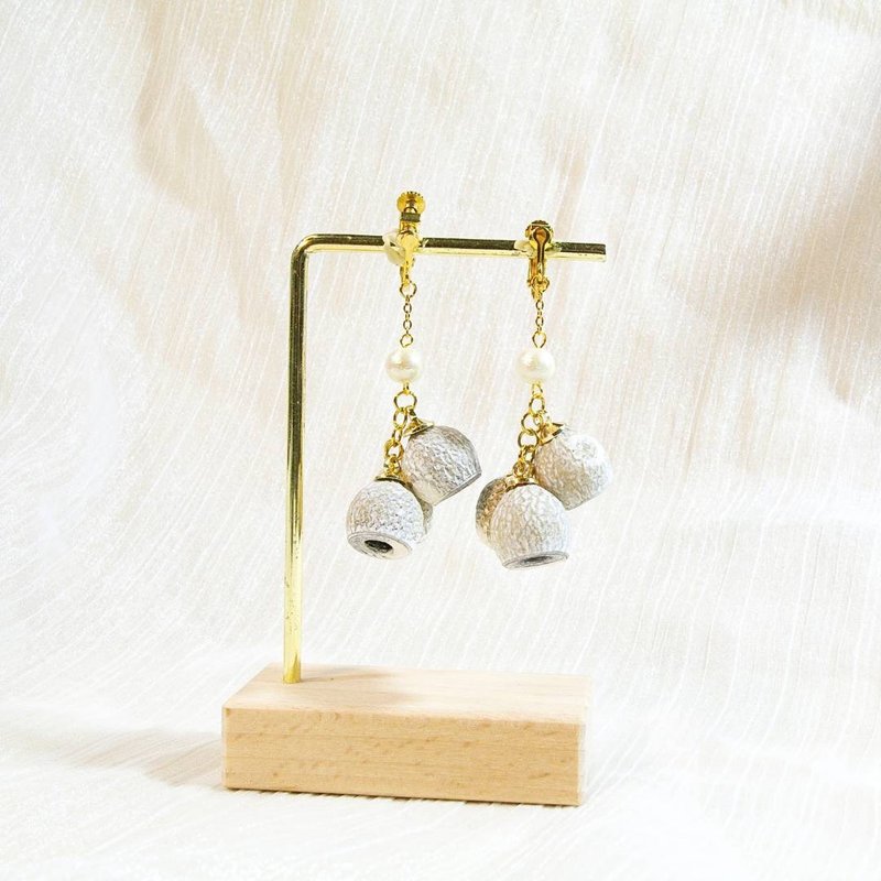 Amber Fruit Hook Earrings | Pair - ต่างหู - พืช/ดอกไม้ สีเทา