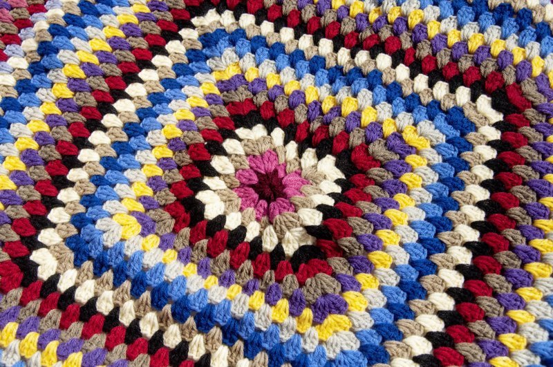 Handmade wool crochet throw blanket woven sofa towel rainbow table runner Eastern European triangle towel crocheted table mat-color - Knit Scarves & Wraps - Wool Multicolor