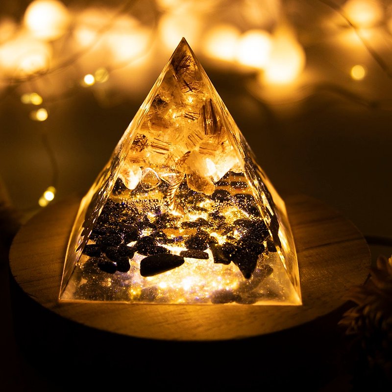Pyramid Orgonite Crystal Tree of Life Chakra Sleep Meditation Energy Bronze Hair Crystal Obsidian - อื่นๆ - เรซิน 
