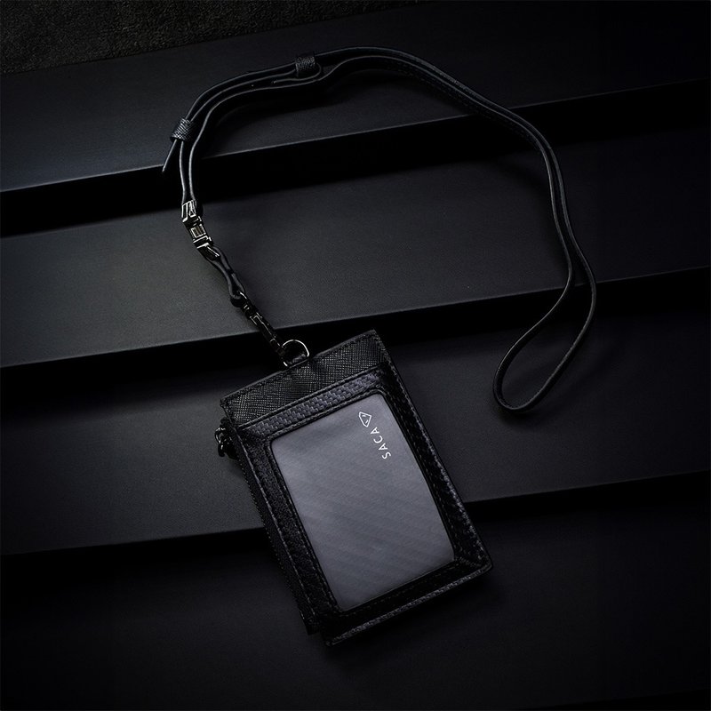 SACA Vertical X badge holder 2.0 - 證件套/識別證套 - 真皮 黑色