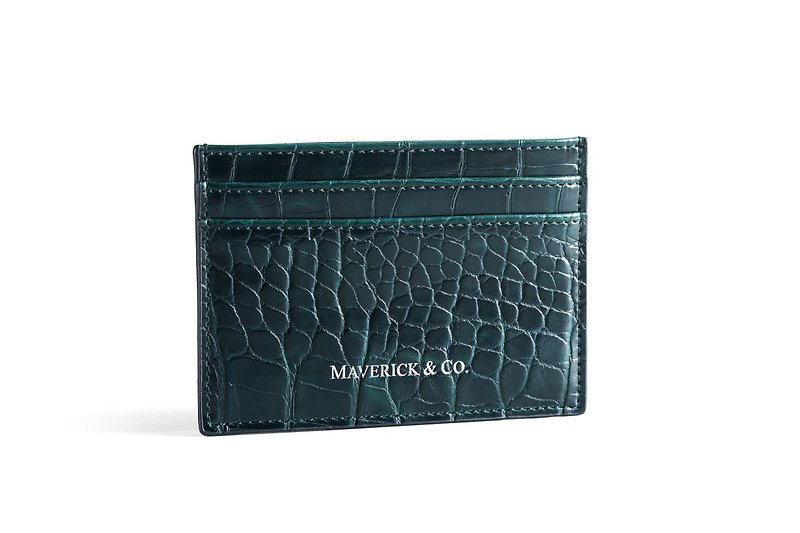 Maverick and Co. - Sirius Croc-Embossed Cardholder - Emerald Green - ที่ใส่บัตรคล้องคอ - หนังเทียม สีเขียว
