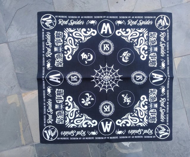 Ah Murders Red Spider Bandana Cotton PaisleyBlack Colour 20 x 20.5